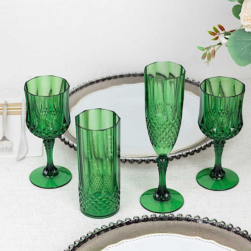 6 Crystal 14 oz Plastic Disposable Drinking Glasses