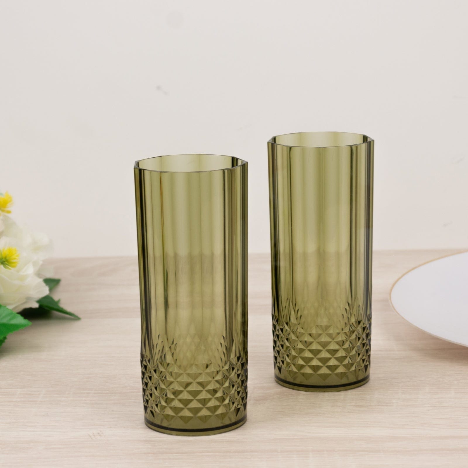 6 Crystal 14 oz Plastic Disposable Drinking Glasses