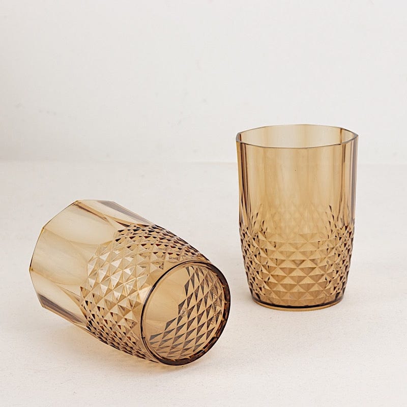 6 Crystal 16 oz Plastic Disposable Drinking Glasses Tumblers