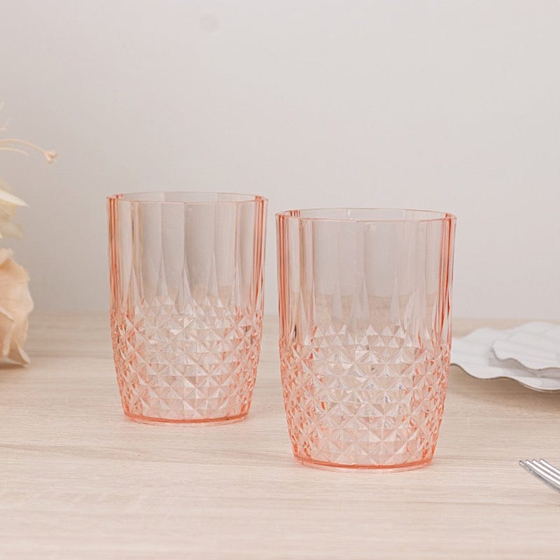 6 Crystal 16 oz Plastic Disposable Drinking Glasses Tumblers