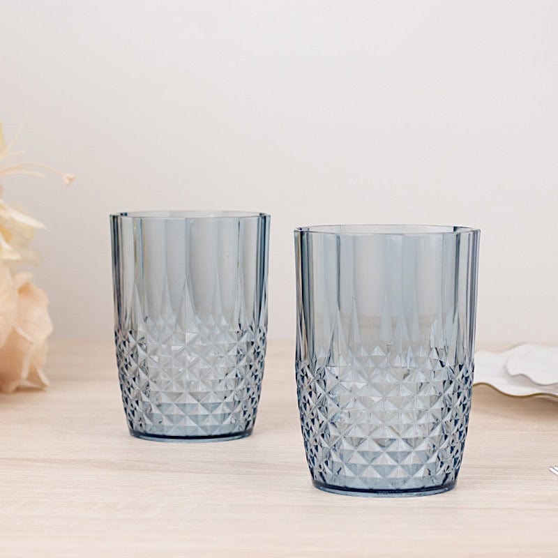 6 Crystal 16 oz Plastic Disposable Drinking Glasses Tumblers