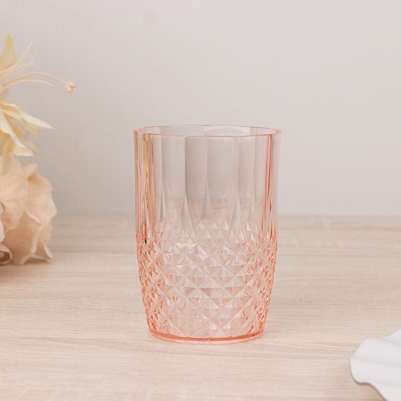6 Crystal 16 oz Plastic Disposable Drinking Glasses Tumblers