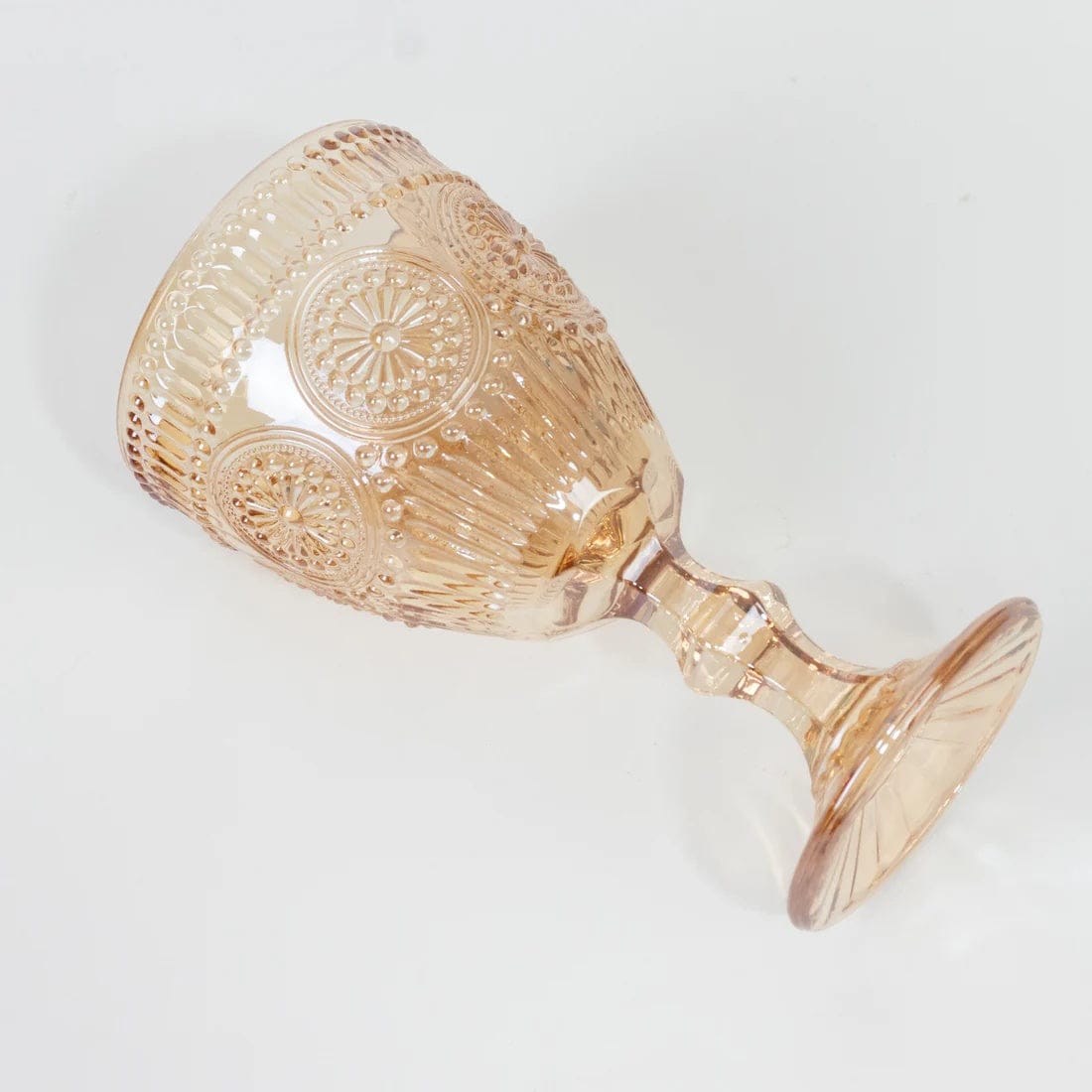 6 Goblets 11 oz Vintage Wine Glasses with Embossed Floral Pattern