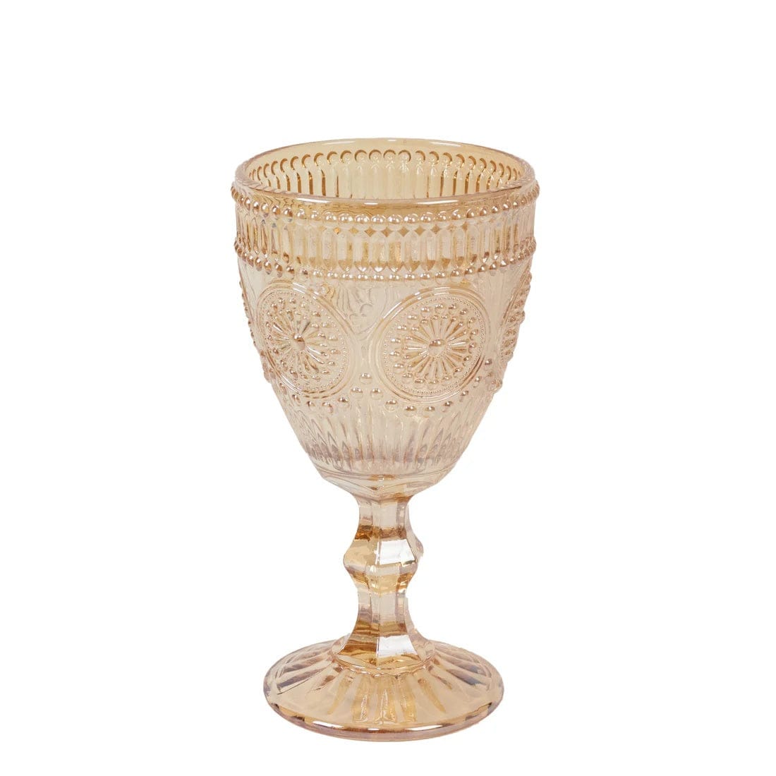 6 Goblets 11 oz Vintage Wine Glasses with Embossed Floral Pattern
