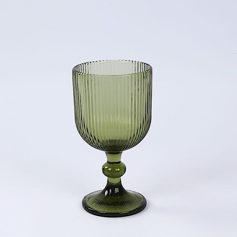 6 Goblets 13 oz Vintage Ribbed Wine Glasses with Ball Stem Accent