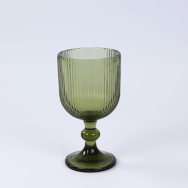 6 Goblets 13 oz Vintage Ribbed Wine Glasses with Ball Stem Accent