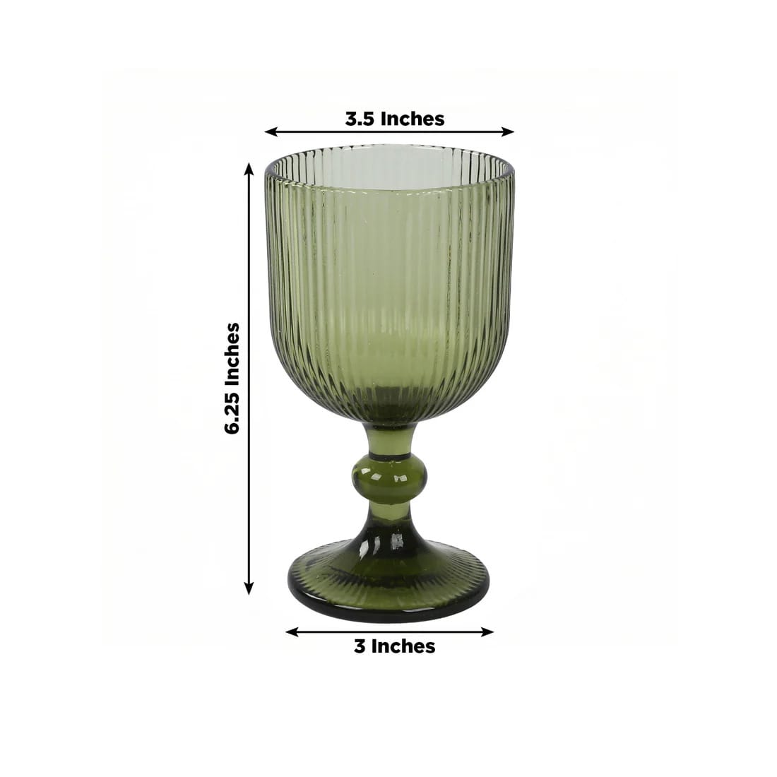 6 Goblets 13 oz Vintage Ribbed Wine Glasses with Ball Stem Accent