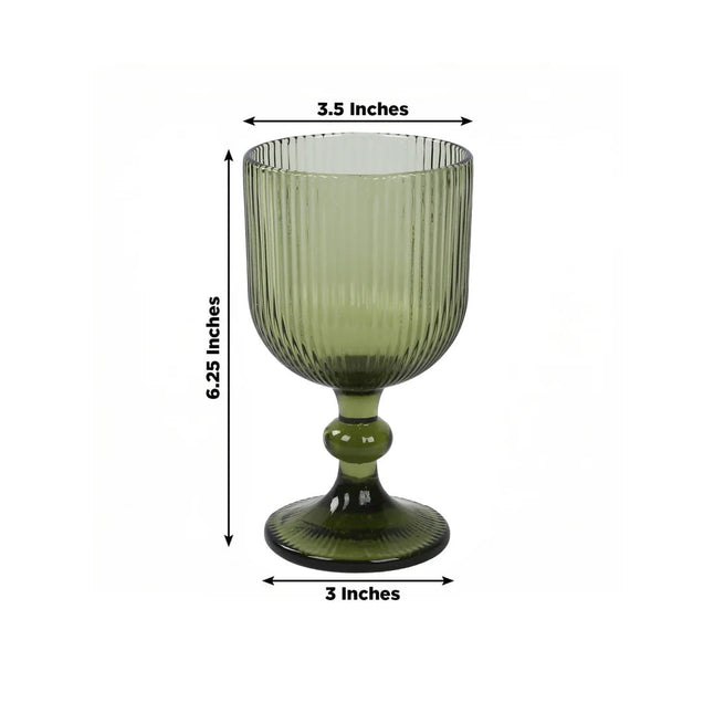 6 Goblets 13 oz Vintage Ribbed Wine Glasses with Ball Stem Accent