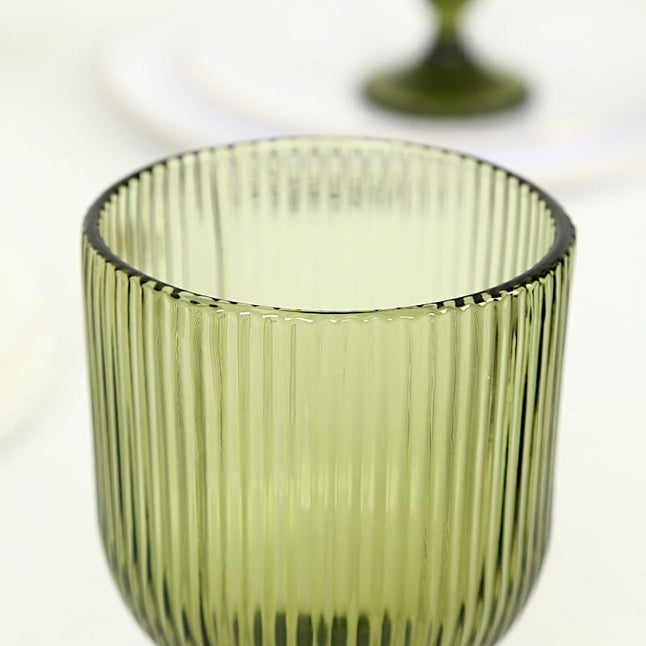 6 Goblets 13 oz Vintage Ribbed Wine Glasses with Ball Stem Accent