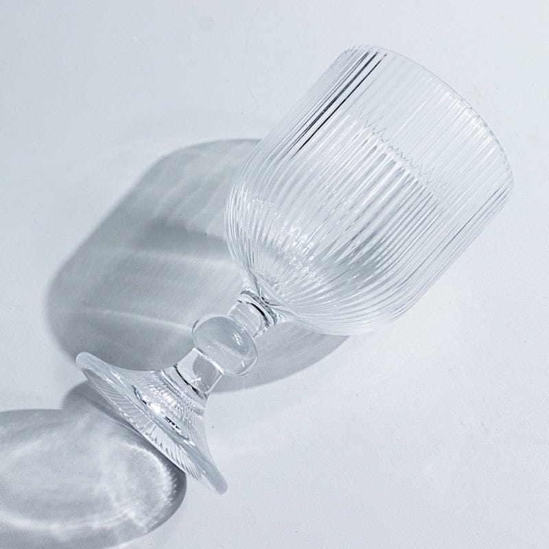 6 Goblets 13 oz Vintage Ribbed Wine Glasses with Ball Stem Accent