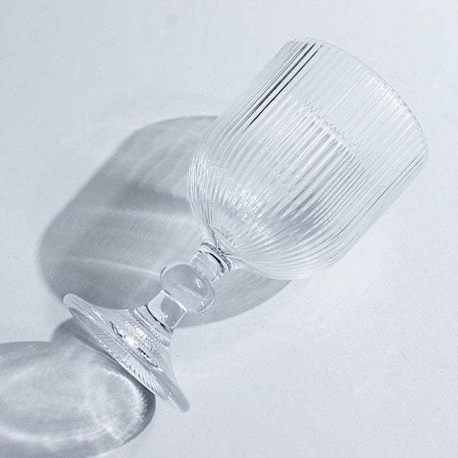 6 Goblets 13 oz Vintage Ribbed Wine Glasses with Ball Stem Accent