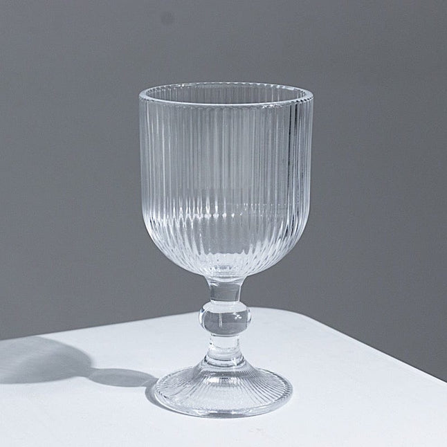 6 Goblets 13 oz Vintage Ribbed Wine Glasses with Ball Stem Accent