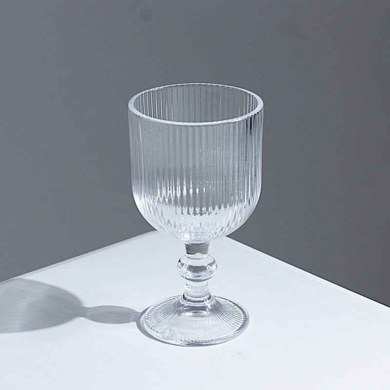 6 Goblets 13 oz Vintage Ribbed Wine Glasses with Ball Stem Accent