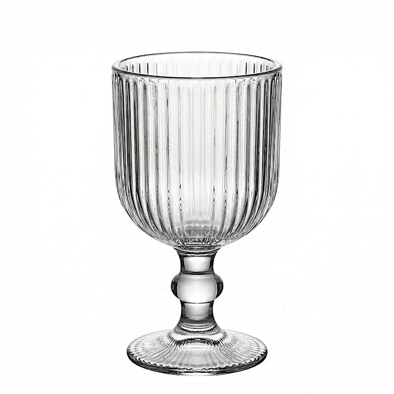 6 Goblets 13 oz Vintage Ribbed Wine Glasses with Ball Stem Accent