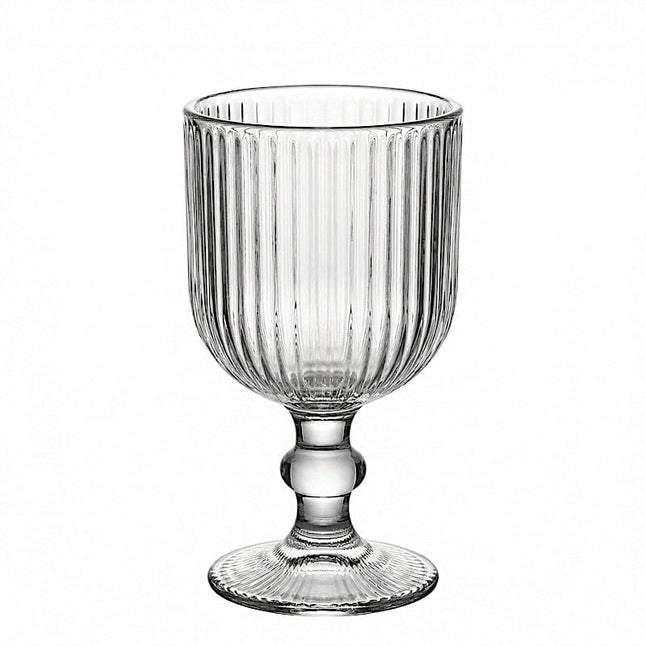 6 Goblets 13 oz Vintage Ribbed Wine Glasses with Ball Stem Accent