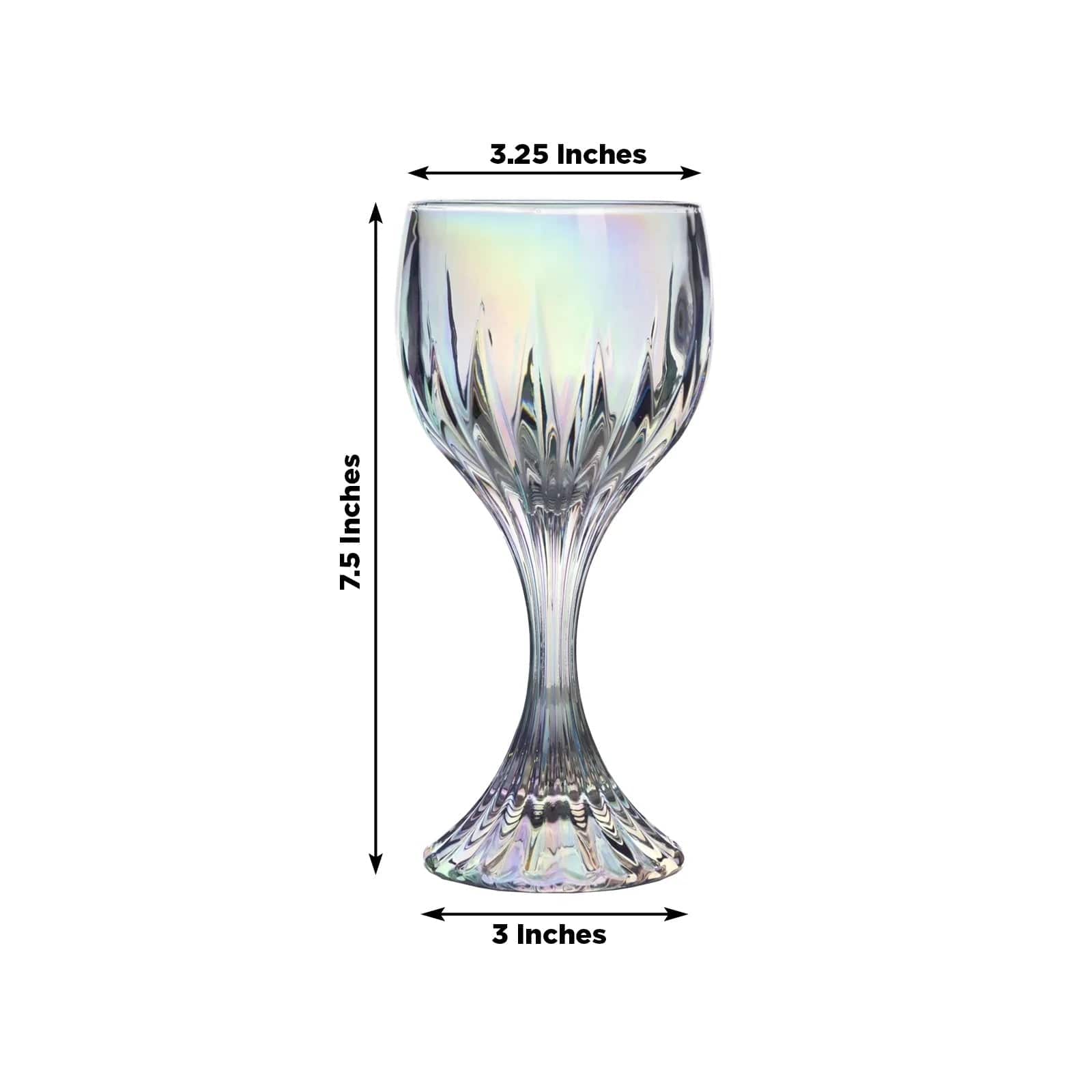 6 Iridescent Clear 10oz Prism Cut Crystal Goblets Wine Glasses