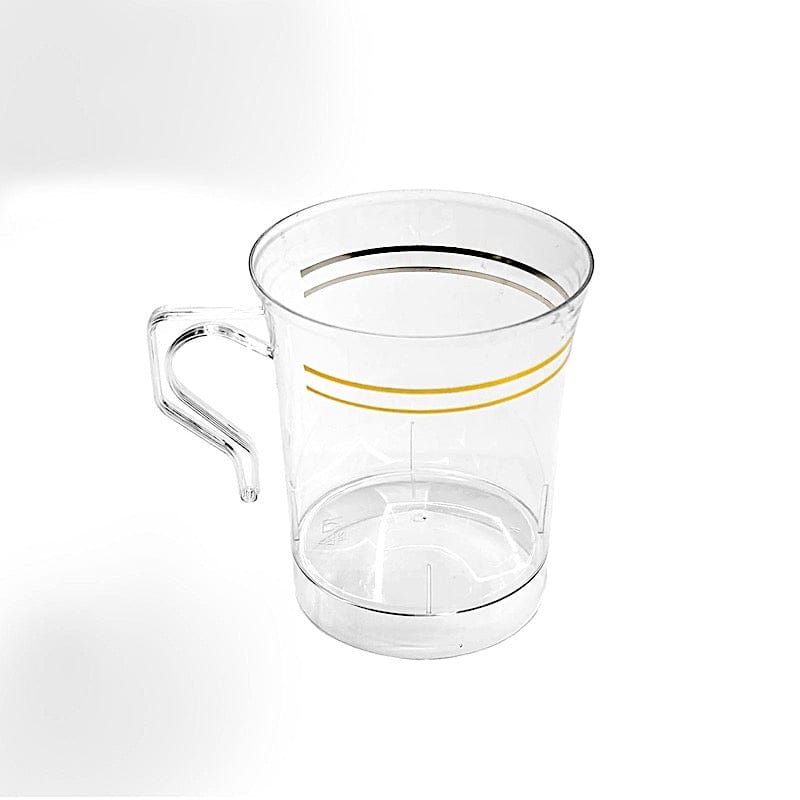 8 pcs 8 oz. Gold Rim on White Glossy Disposable Plastic Party Cups