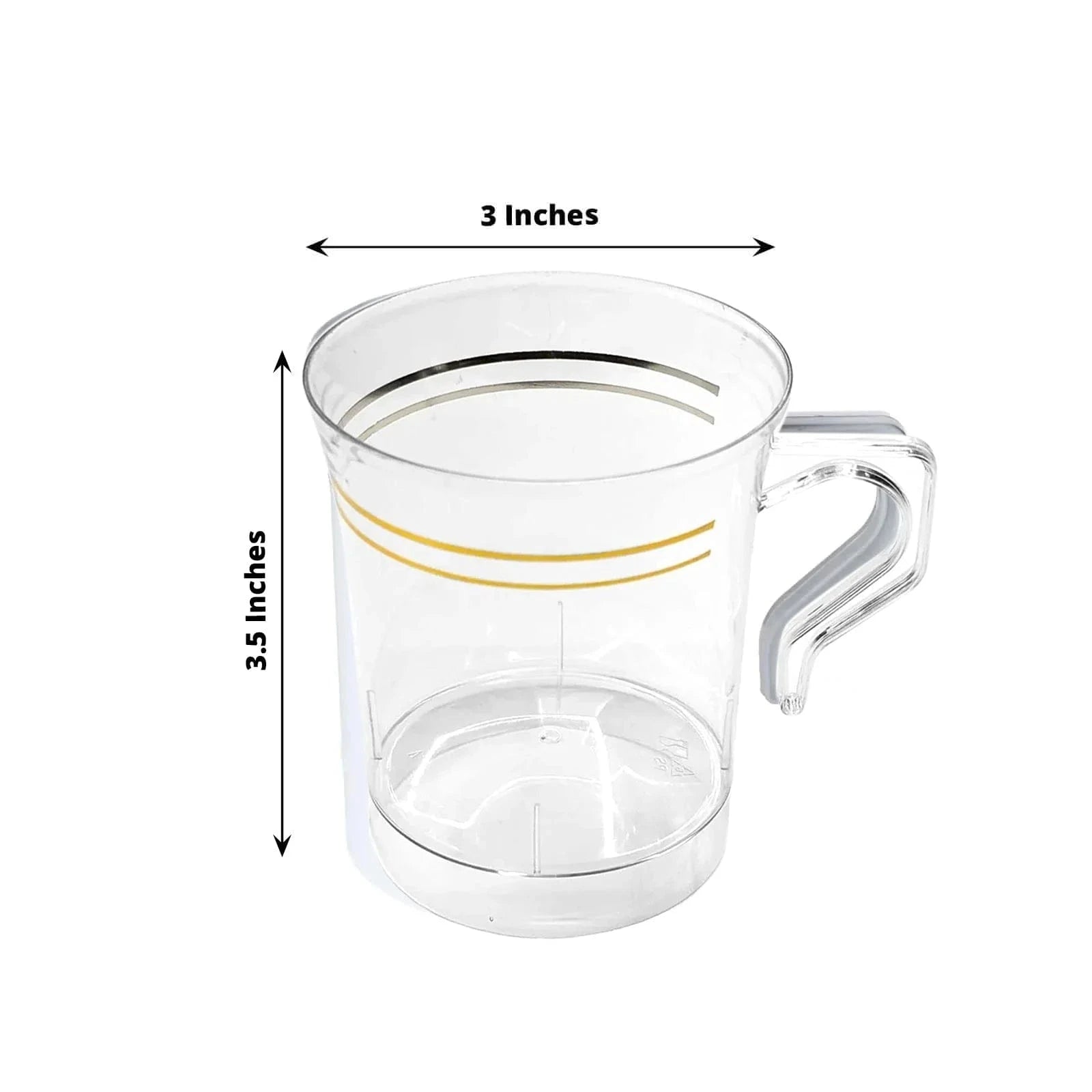 8 pcs 8 oz. Gold Rim on White Glossy Disposable Plastic Party Cups