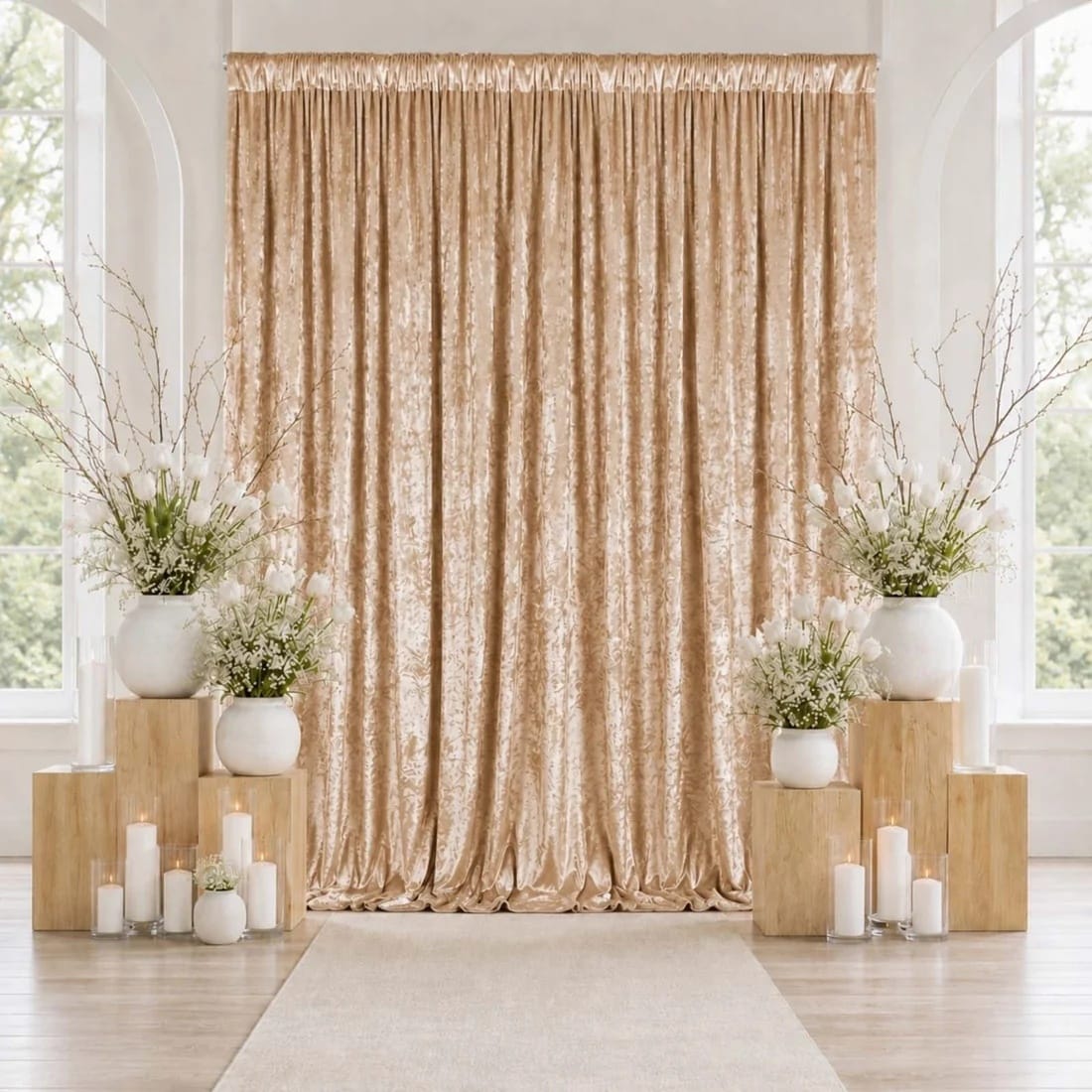 10 feet x 12 feet Premium Crushed Velvet Backdrop Curtain with Rod Pocket