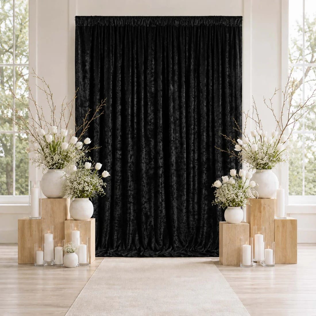 10 feet x 12 feet Premium Crushed Velvet Backdrop Curtain with Rod Pocket