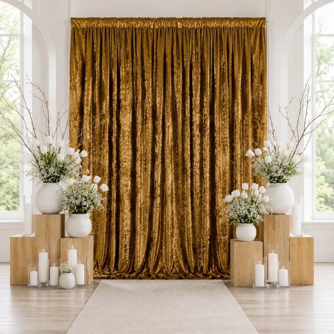 10 feet x 12 feet Premium Crushed Velvet Backdrop Curtain with Rod Pocket