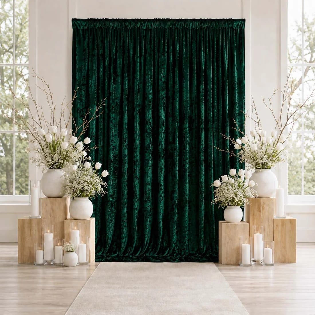 10 feet x 12 feet Premium Crushed Velvet Backdrop Curtain with Rod Pocket