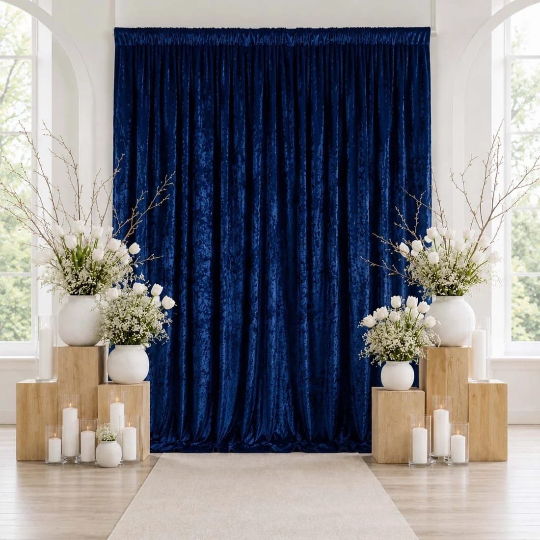 10 feet x 12 feet Premium Crushed Velvet Backdrop Curtain with Rod Pocket