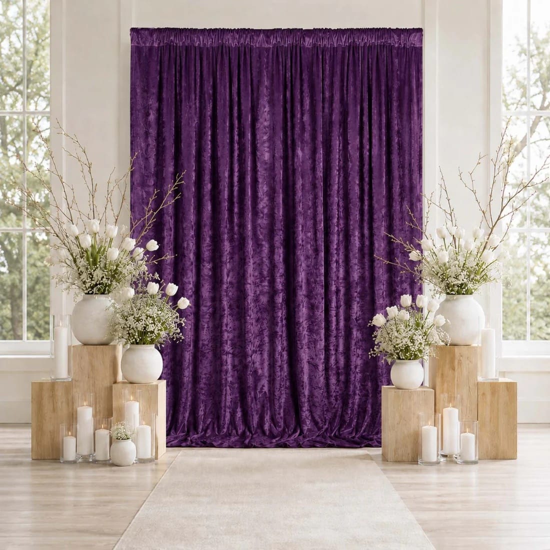 10 feet x 12 feet Premium Crushed Velvet Backdrop Curtain with Rod Pocket