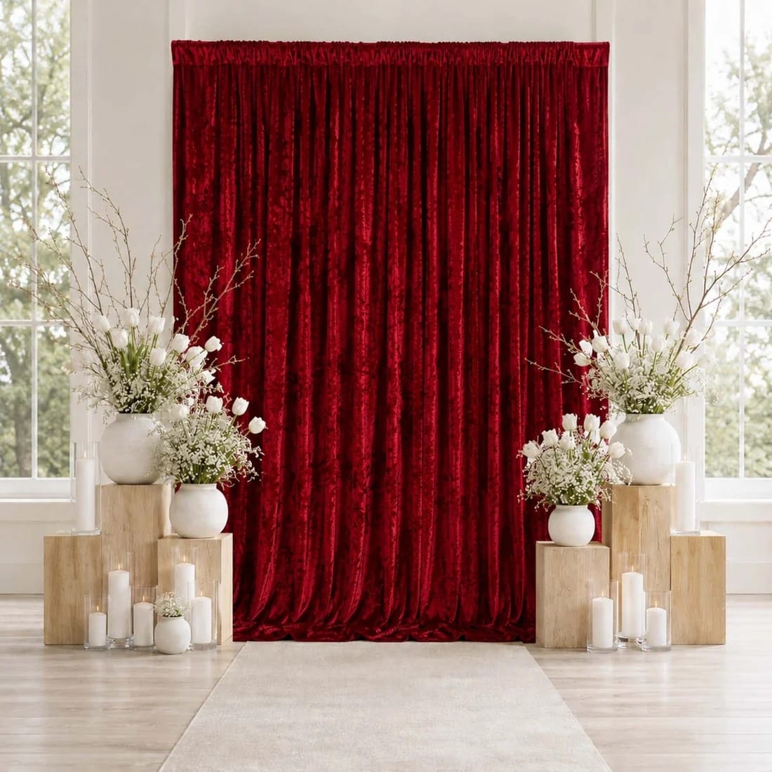 10 feet x 12 feet Premium Crushed Velvet Backdrop Curtain with Rod Pocket