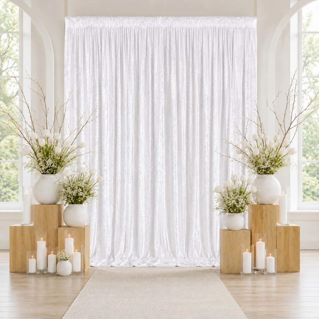 10 feet x 12 feet Premium Crushed Velvet Backdrop Curtain with Rod Pocket