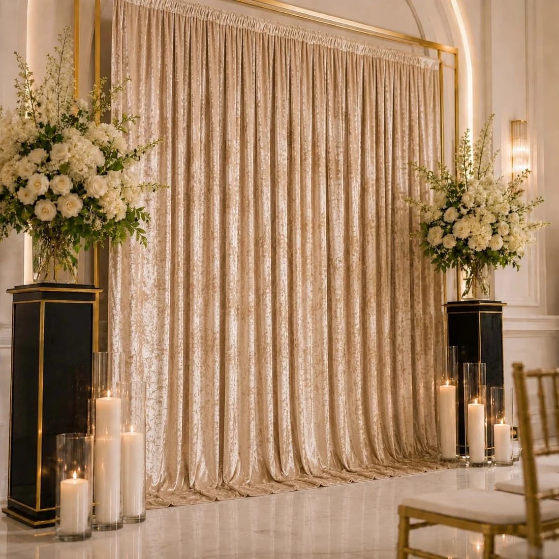 10 feet x 12 feet Premium Crushed Velvet Backdrop Curtain with Rod Pocket