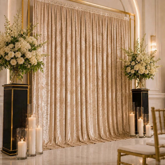 10 feet x 12 feet Premium Crushed Velvet Backdrop Curtain with Rod Pocket