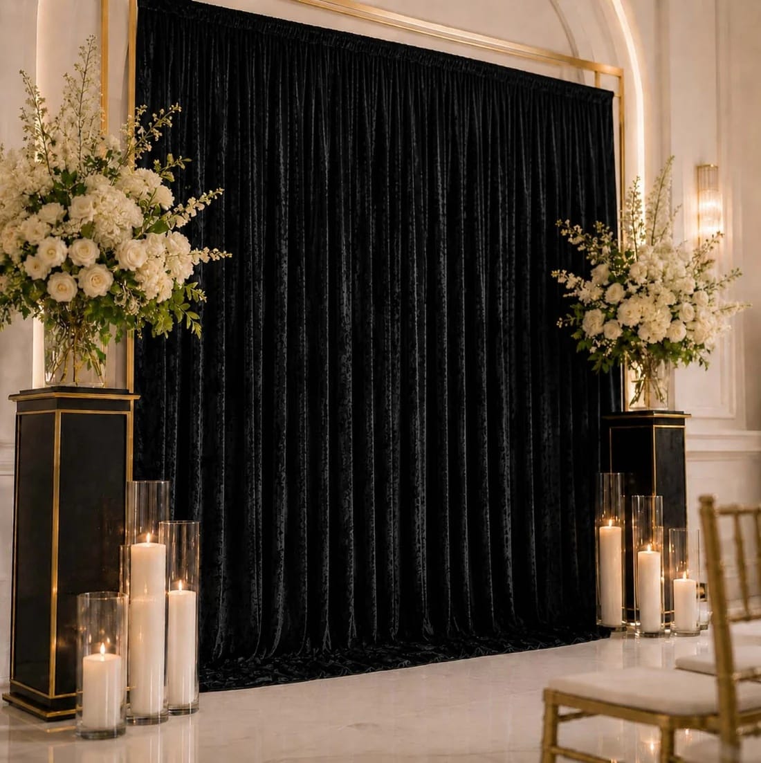 10 feet x 12 feet Premium Crushed Velvet Backdrop Curtain with Rod Pocket