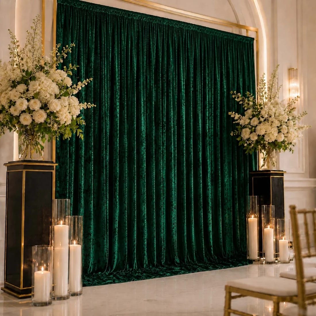 10 feet x 12 feet Premium Crushed Velvet Backdrop Curtain with Rod Pocket