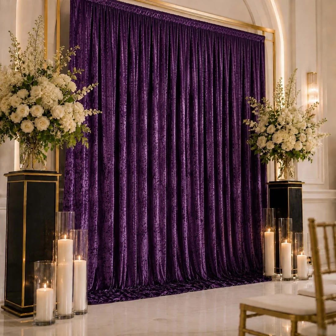 10 feet x 12 feet Premium Crushed Velvet Backdrop Curtain with Rod Pocket
