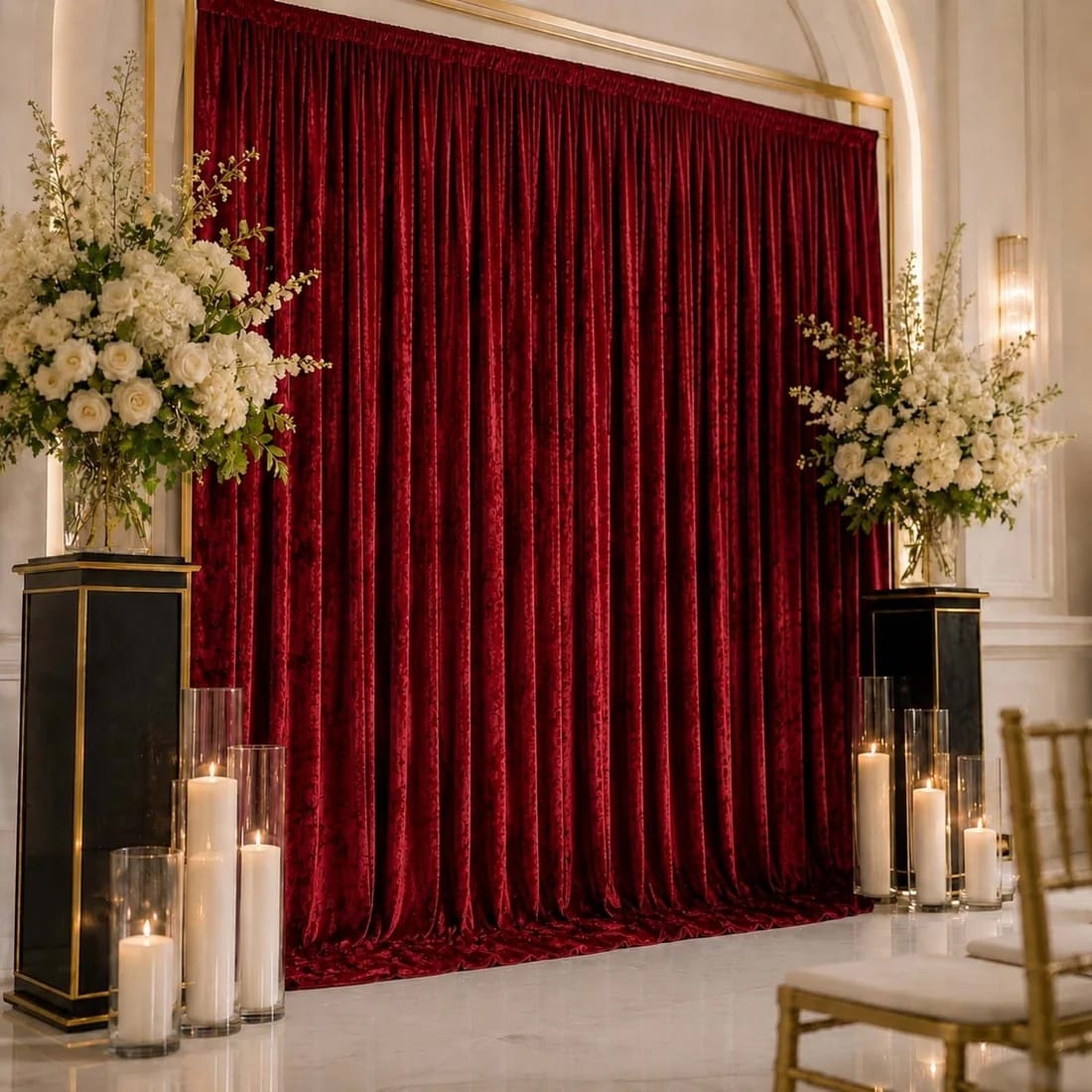 10 feet x 12 feet Premium Crushed Velvet Backdrop Curtain with Rod Pocket