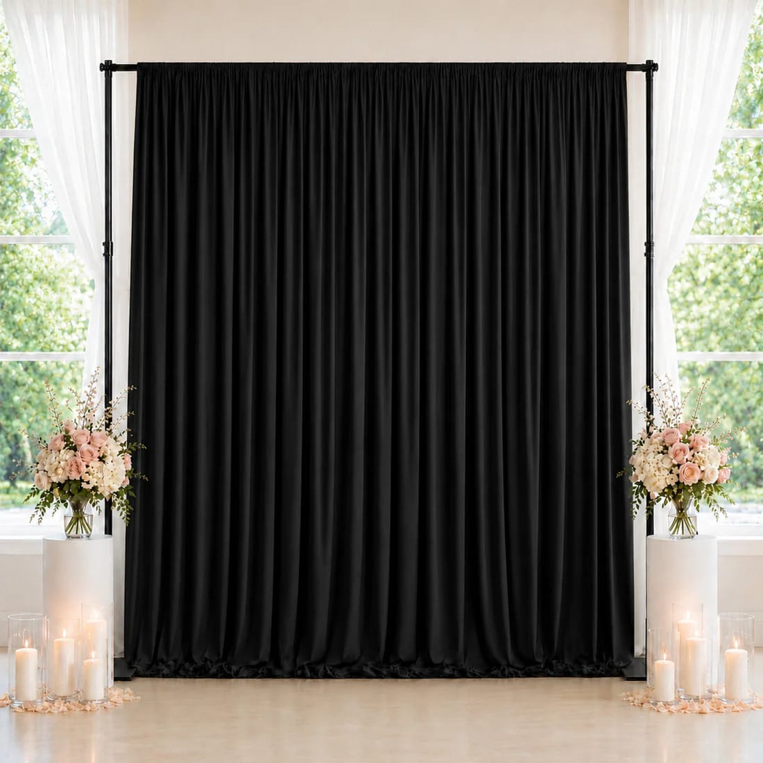 10 ft x 10 ft Spandex Backdrop Curtain with Rod Pocket