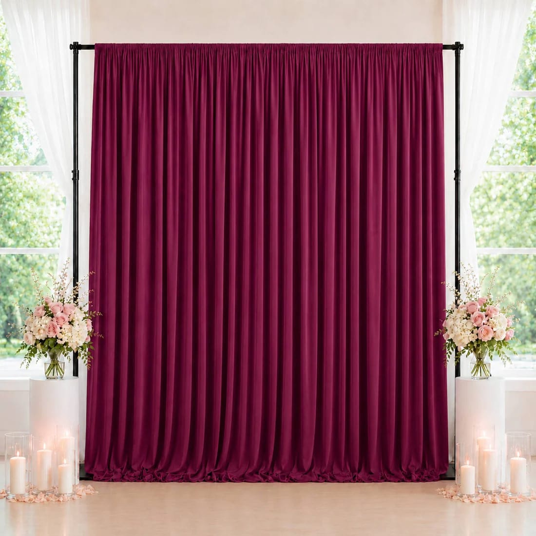 10 ft x 10 ft Spandex Backdrop Curtain with Rod Pocket