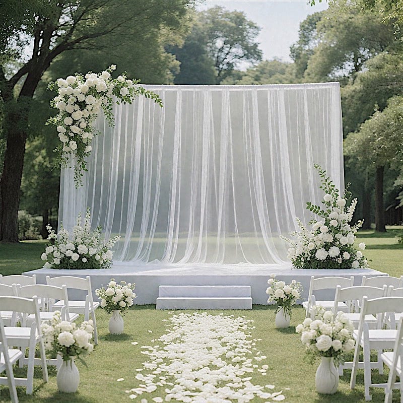 10 ft x 10 ft White Wedding Arch Drape Backdrop Curtain Panel with Rod Pocket