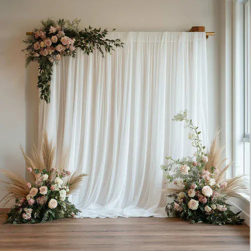 10 ft x 10 ft White Wedding Arch Drape Backdrop Curtain Panel with Rod Pocket