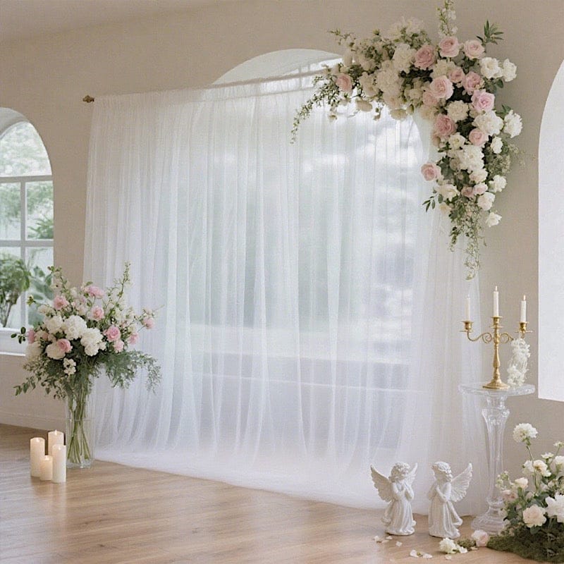 10 ft x 10 ft White Wedding Arch Drape Backdrop Curtain Panel with Rod Pocket