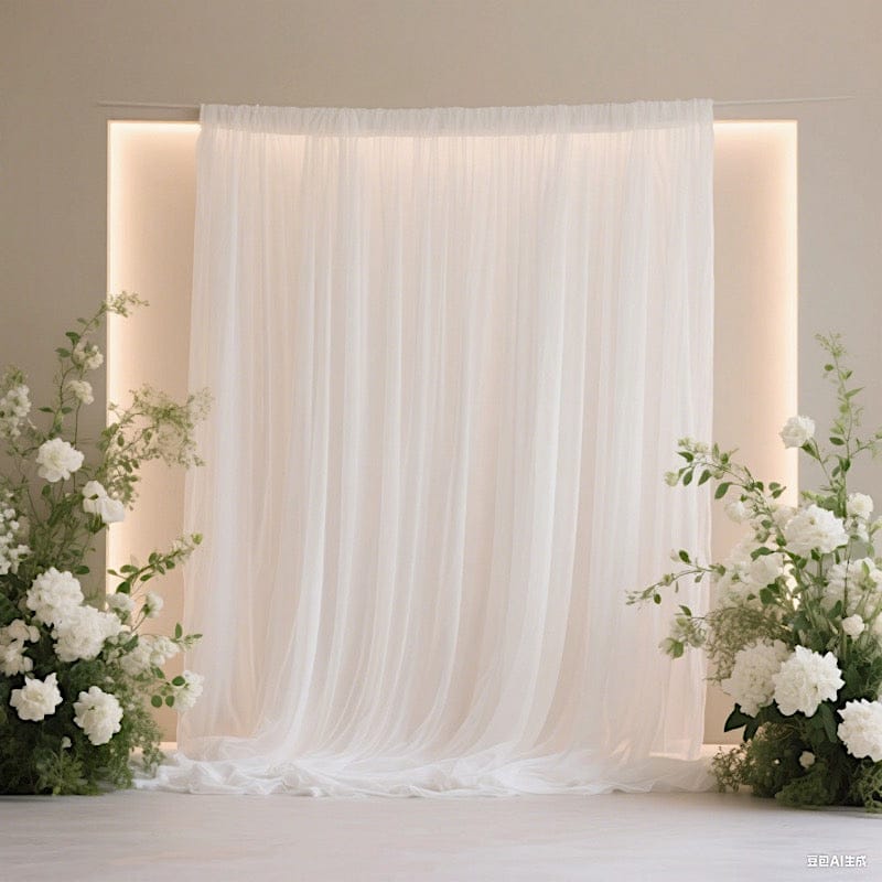 10 ft x 10 ft White Wedding Arch Drape Backdrop Curtain Panel with Rod Pocket