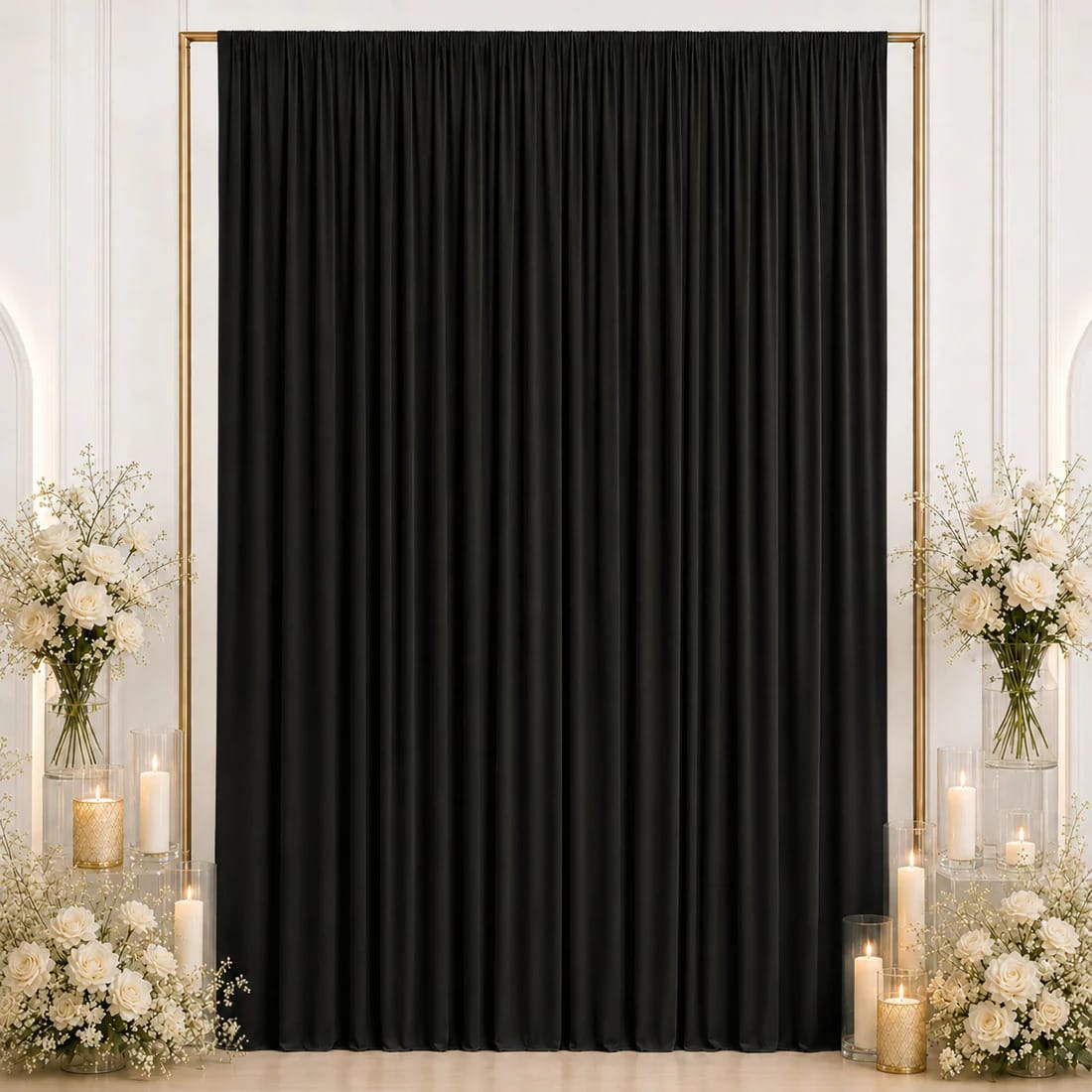 10 ft x 12 ft Wrinkle-Free Spandex Backdrop Curtainwith Rod Pocket
