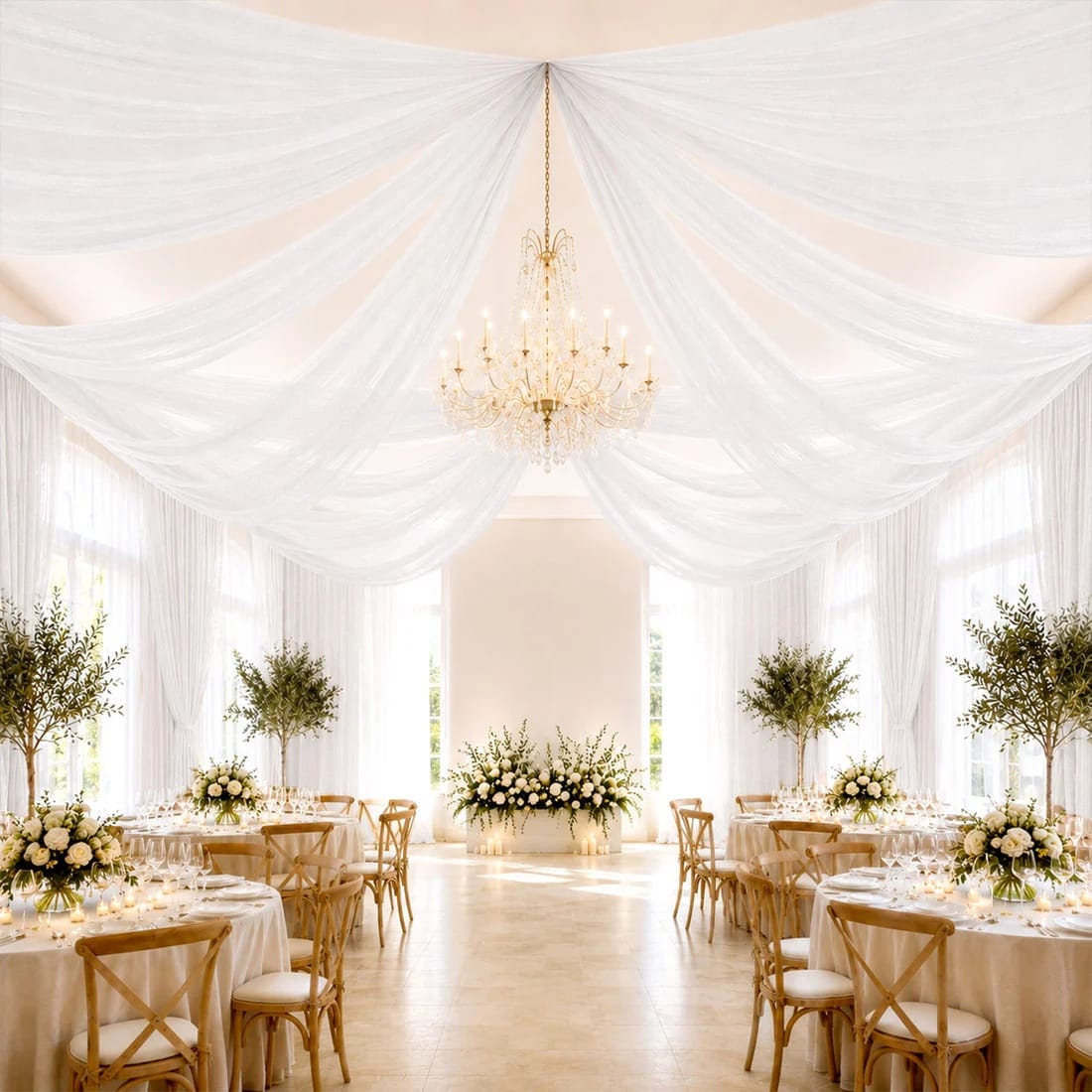 10 x 32 feet Ceiling Drape Extra Long Wedding Backdrop