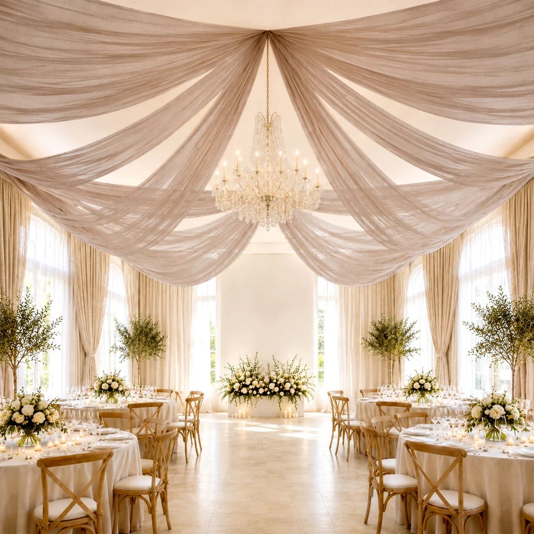 10 x 32 feet Ceiling Drape Extra Long Wedding Backdrop