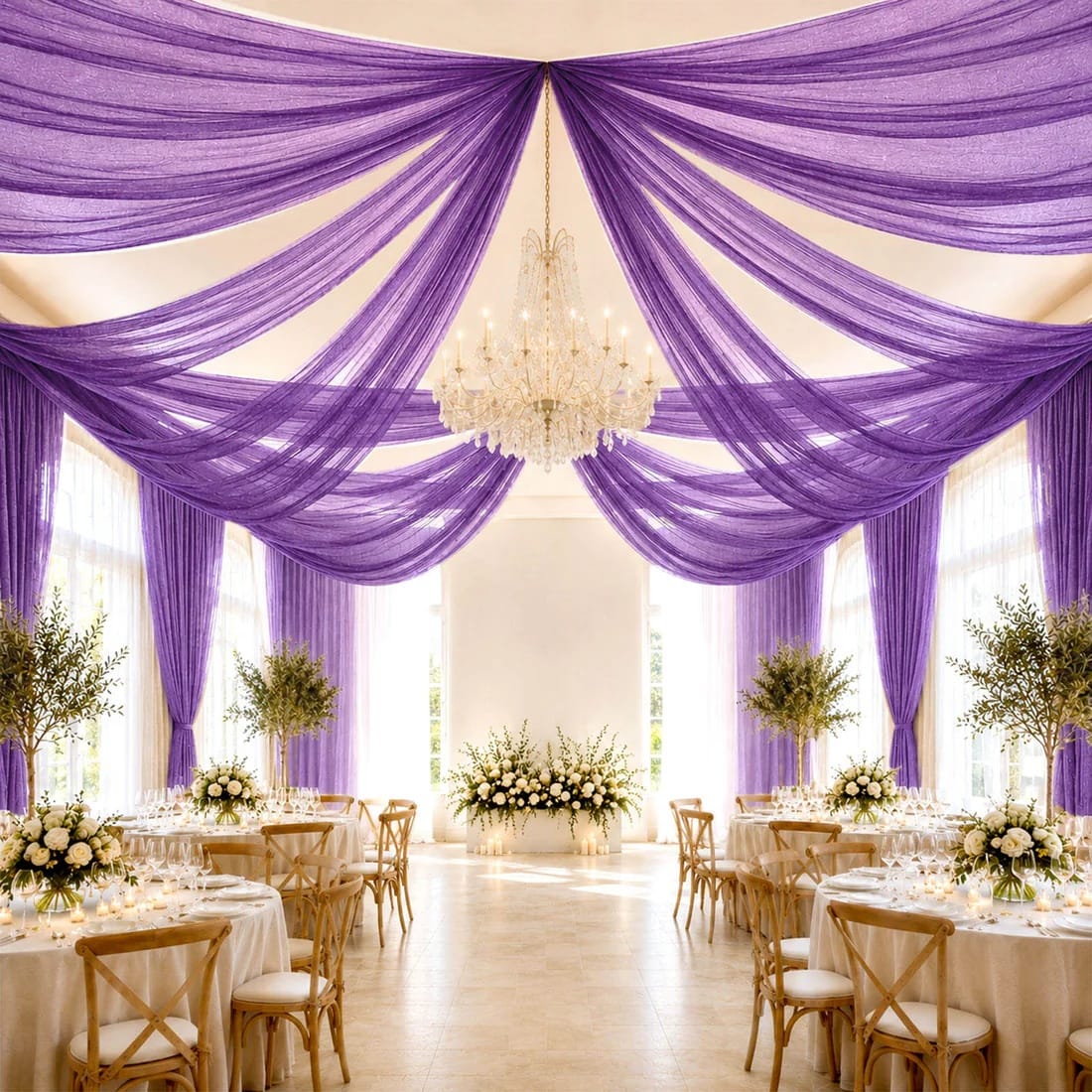 10 x 32 feet Ceiling Drape Extra Long Wedding Backdrop