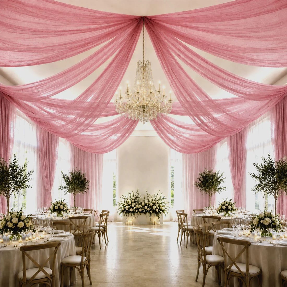 10 x 32 feet Ceiling Drape Extra Long Wedding Backdrop