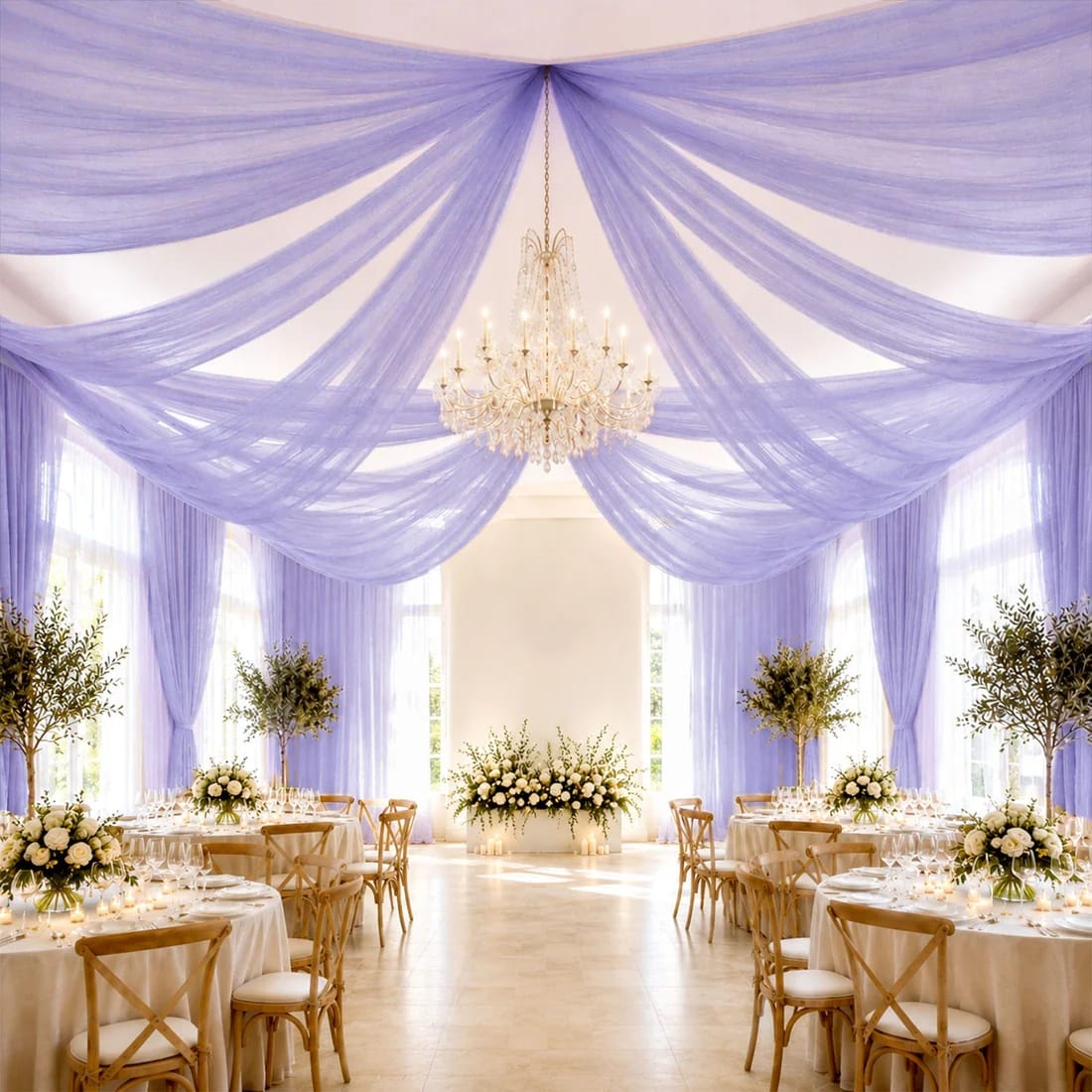 10 x 32 feet Ceiling Drape Extra Long Wedding Backdrop