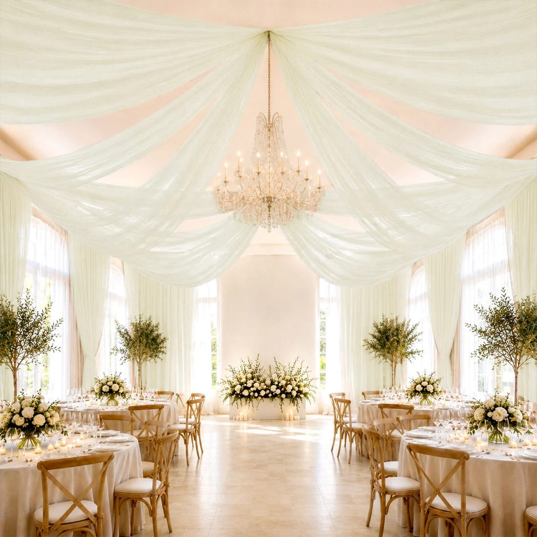 10 x 32 feet Ceiling Drape Extra Long Wedding Backdrop