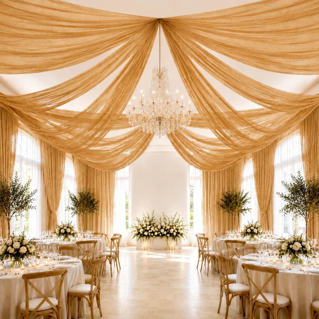 10 x 32 feet Ceiling Drape Extra Long Wedding Backdrop